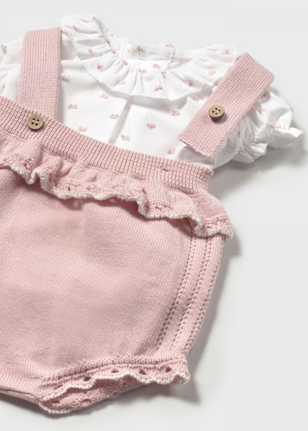 Conjunto peto tricot y blusa recién nacida - Imagen 2