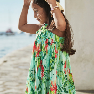 Vestido plisado tropical niña