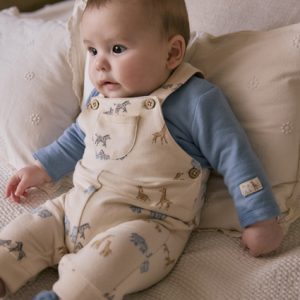 Conjunto peto estampado y camiseta recién nacido