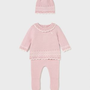 Conjunto 3 piezas tricot recién nacida