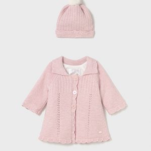 Abrigo tricot con gorro recién nacida